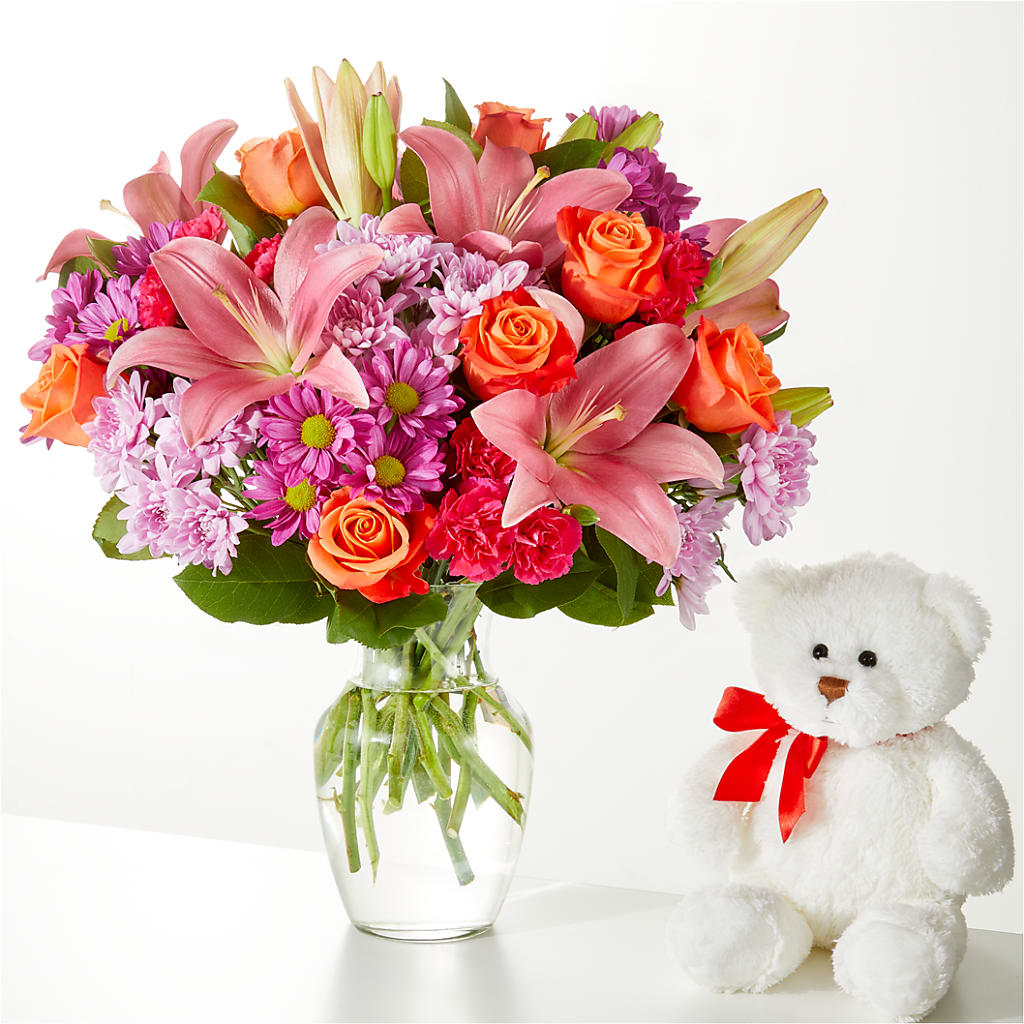 One and Only Bouquet and Bear Bundle – Awesome Blossom Florist, San Antonio TX