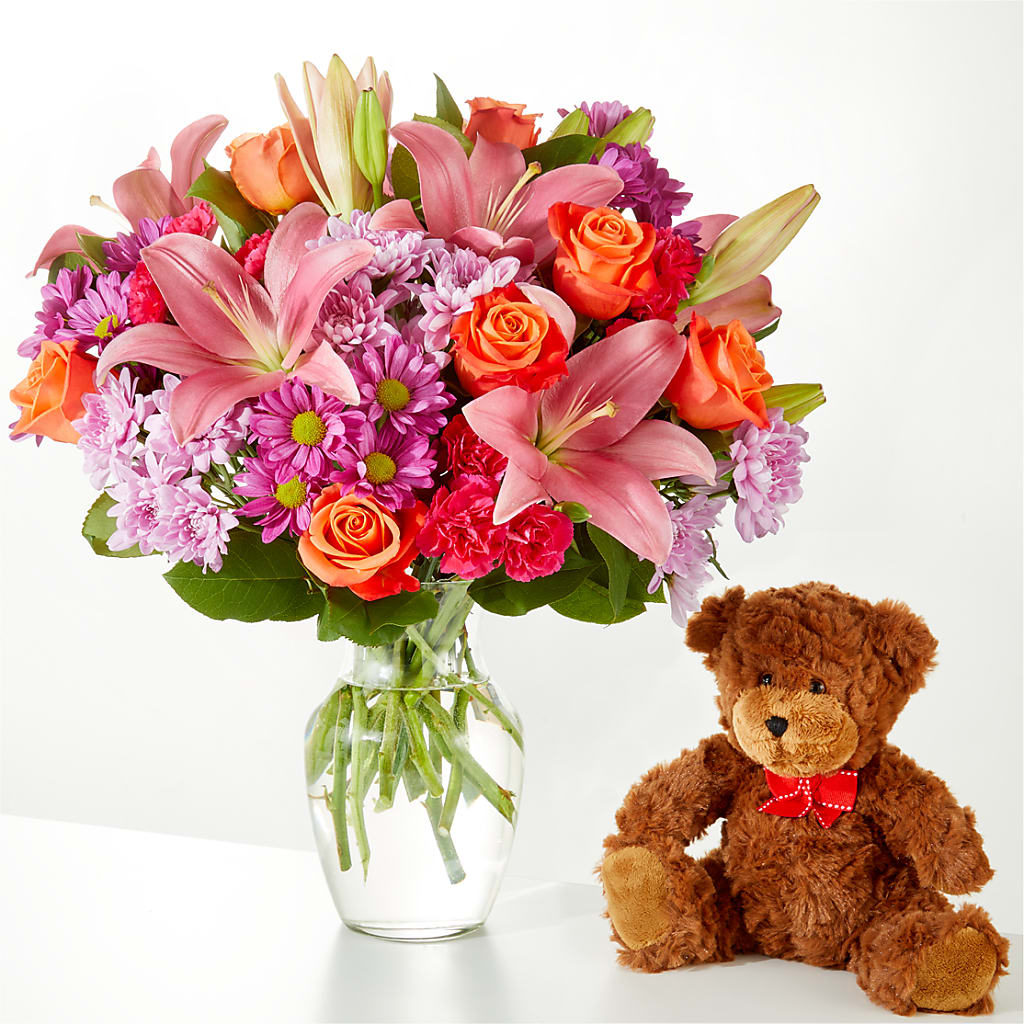 One and Only Bouquet and Bear Bundle – Awesome Blossom Florist, San Antonio TX