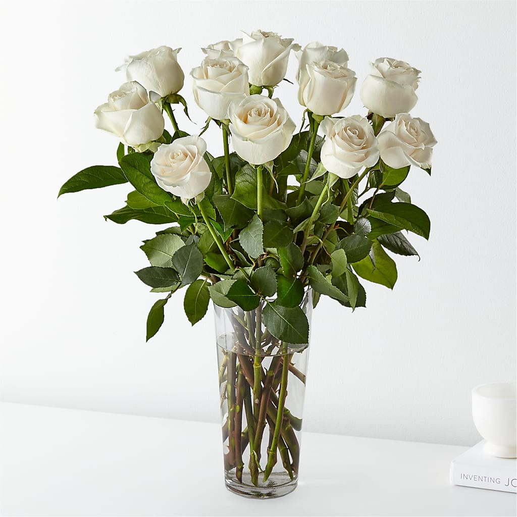 Long Stem White Rose Bouquet – Awesome Blossom Florist, San Antonio TX