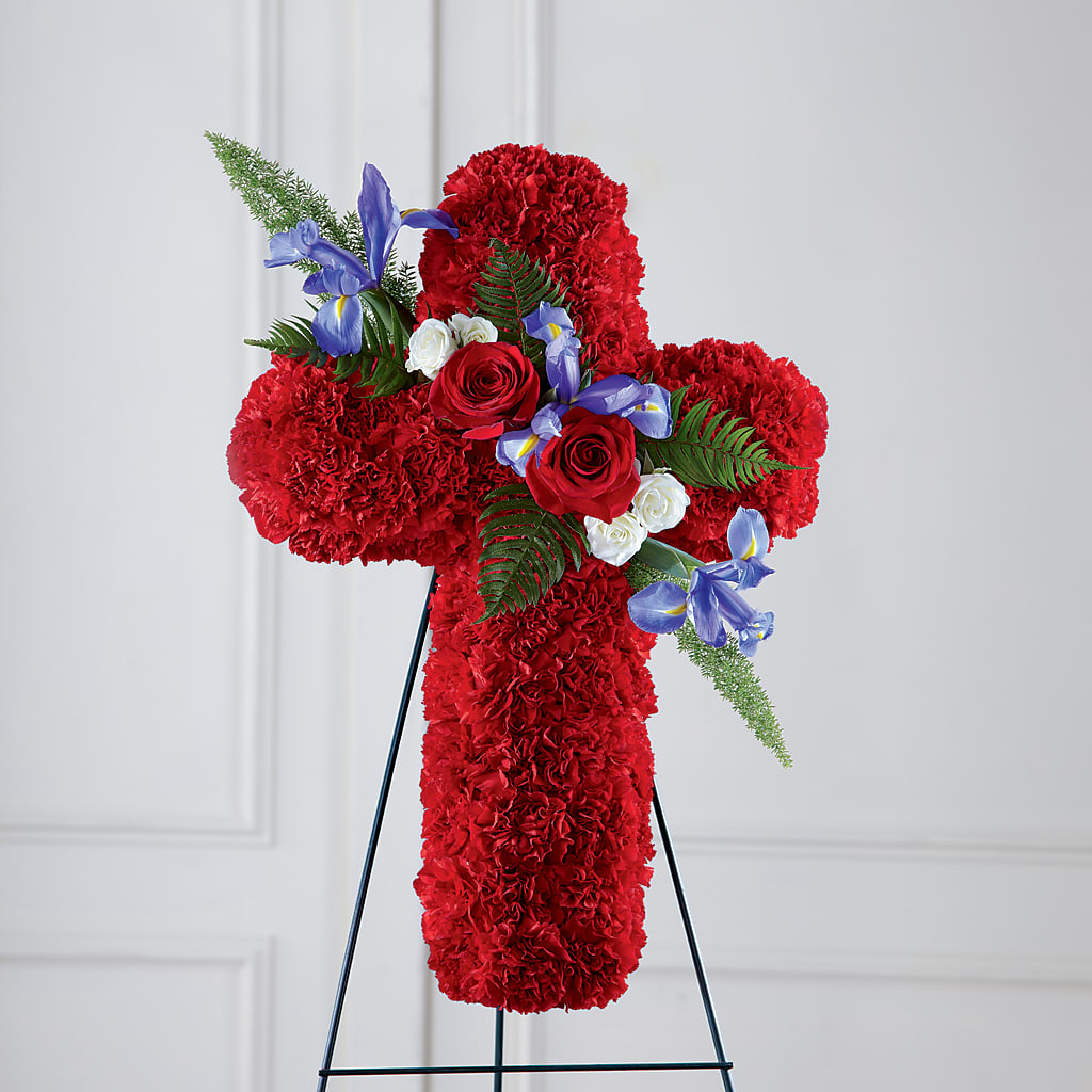 Faithful Hero Floral Cross – Awesome Blossom Florist, San Antonio TX