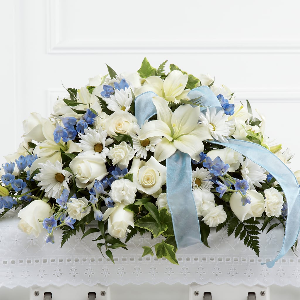 Tender Treasure Casket Spray – Awesome Blossom Florist, San Antonio TX