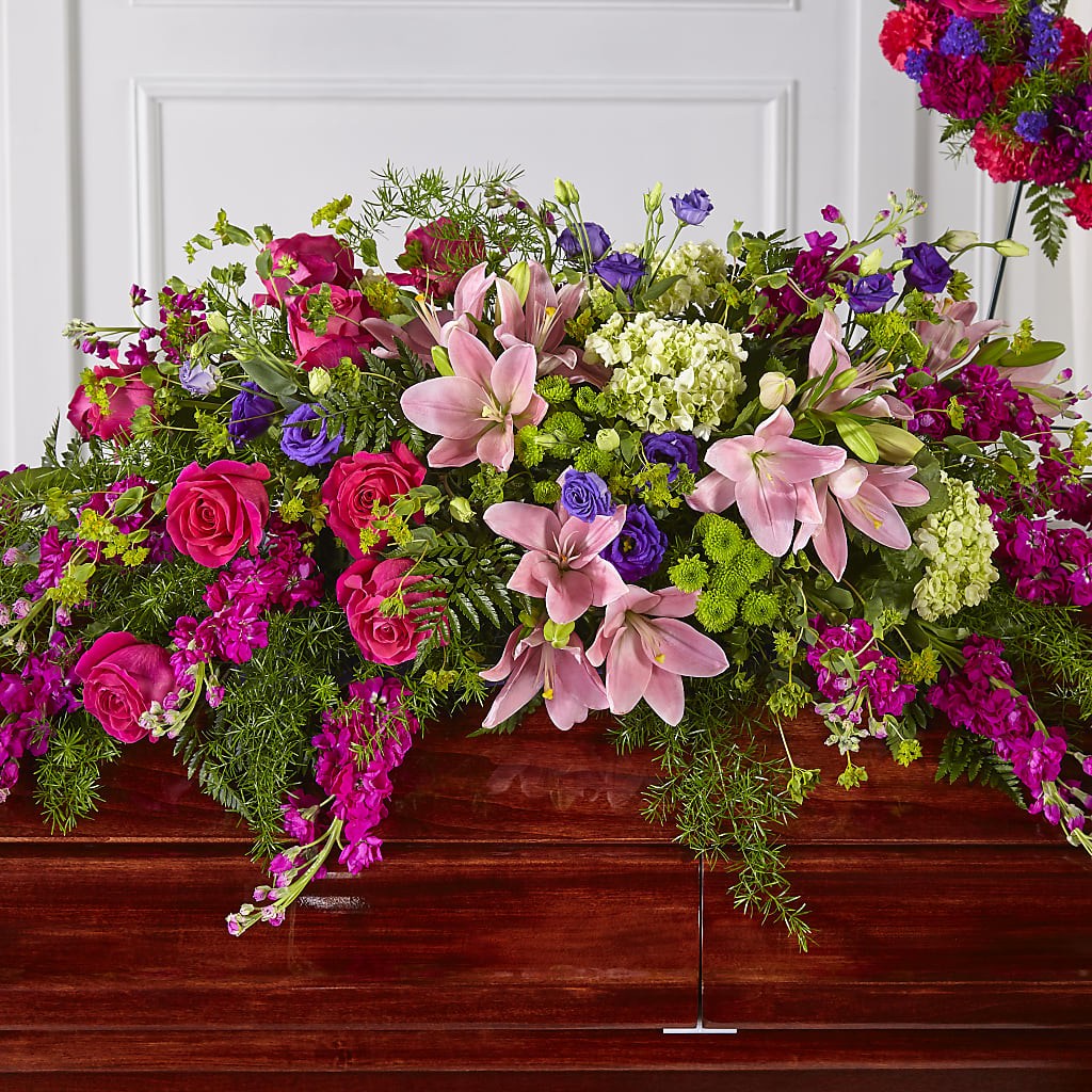 Radiant Tribute Casket Spray – Awesome Blossom Florist, San Antonio TX