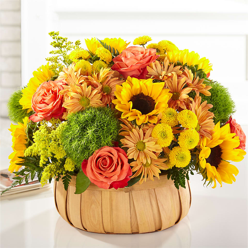 Harvest Sunflower Basket – Awesome Blossom Florist, San Antonio TX