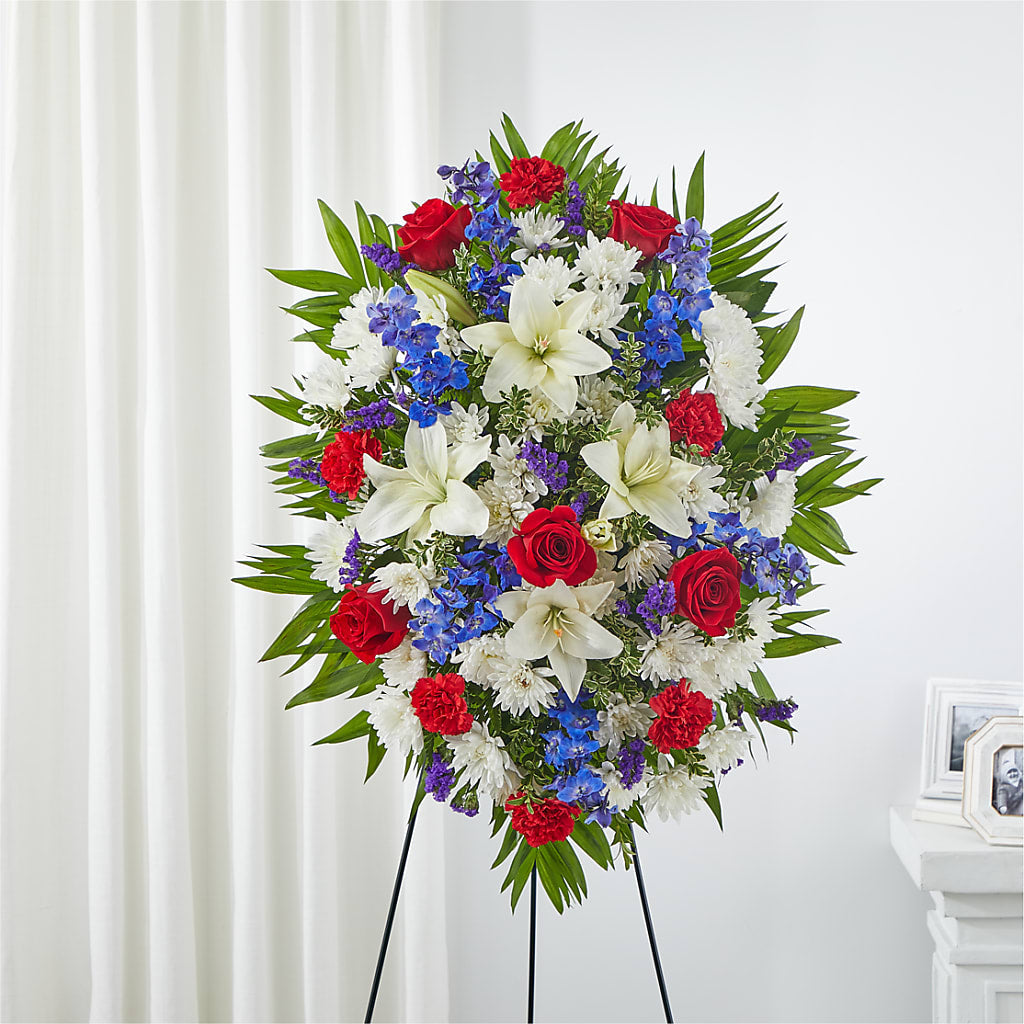 Cherished Service Standing Spray – Awesome Blossom Florist, San Antonio TX