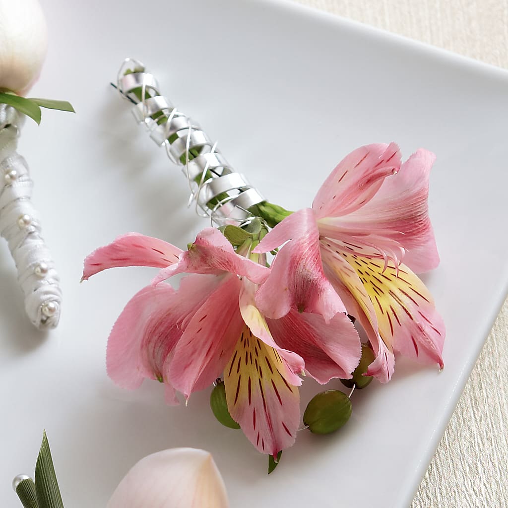 Pink Peruvian Lily Boutonniere – Awesome Blossom Florist, San Antonio TX