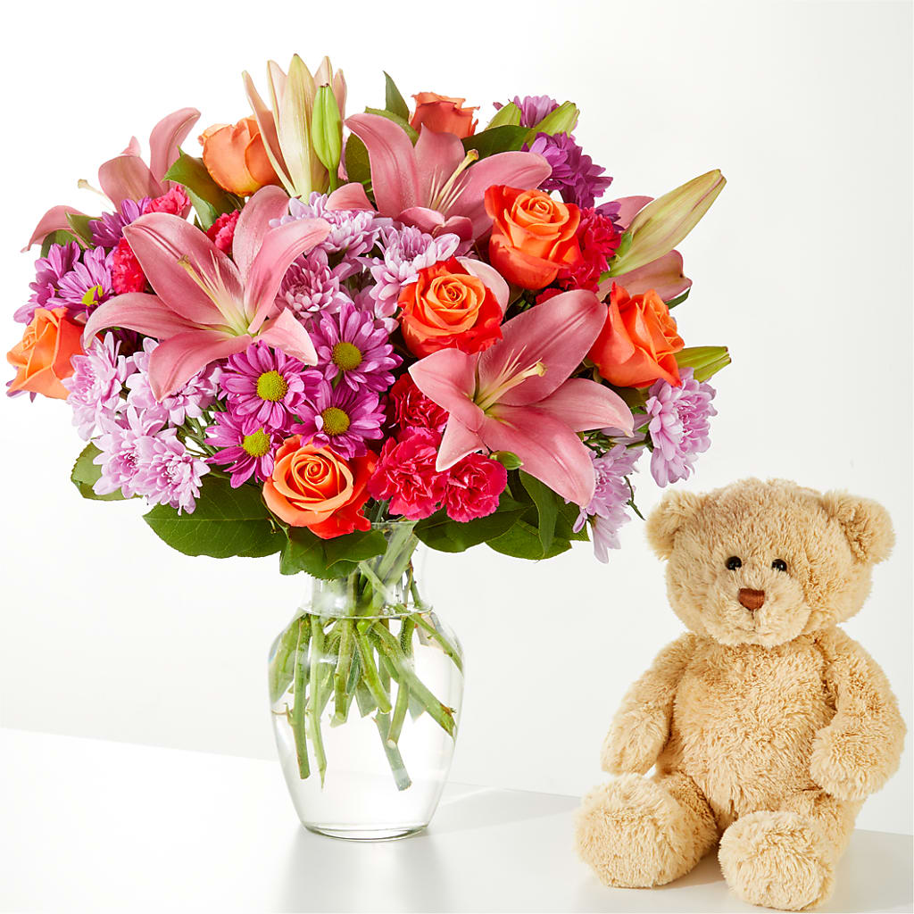 One and Only Bouquet and Bear Bundle –  Awesome Blossom Florist, San Antonio TX
