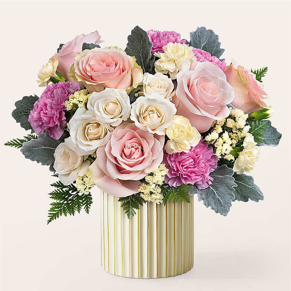 Blissful Moments Bouquet with Ivory Vase –  Awesome Blossom Florist, San Antonio TX