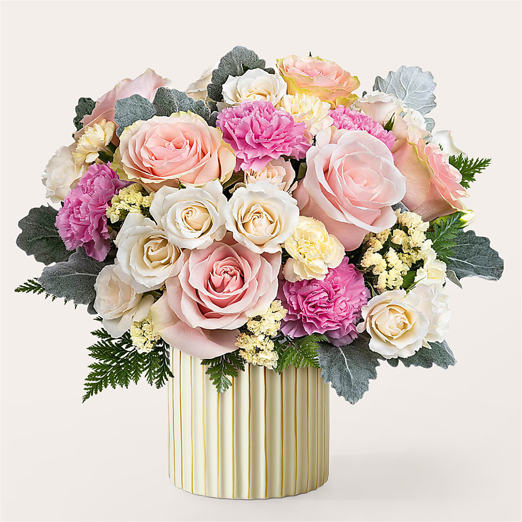 Blissful Moments Bouquet with Ivory Vase –  Awesome Blossom Florist, San Antonio TX