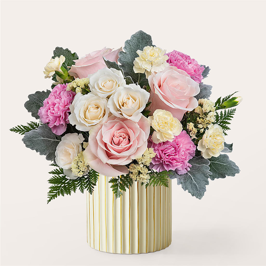Blissful Moments Bouquet with Ivory Vase –  Awesome Blossom Florist, San Antonio TX