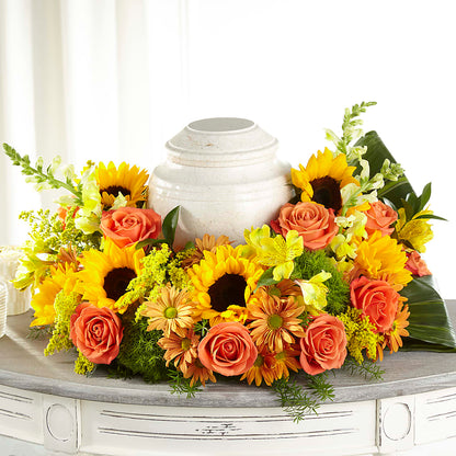 Faithful Sunflower Cremation Adornment –  Awesome Blossom Florist, San Antonio TX