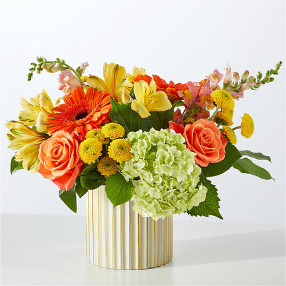 Autumn Sunshine Bouquet with Ivory Vase –  Awesome Blossom Florist, San Antonio TX