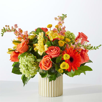 Autumn Sunshine Bouquet with Ivory Vase –  Awesome Blossom Florist, San Antonio TX