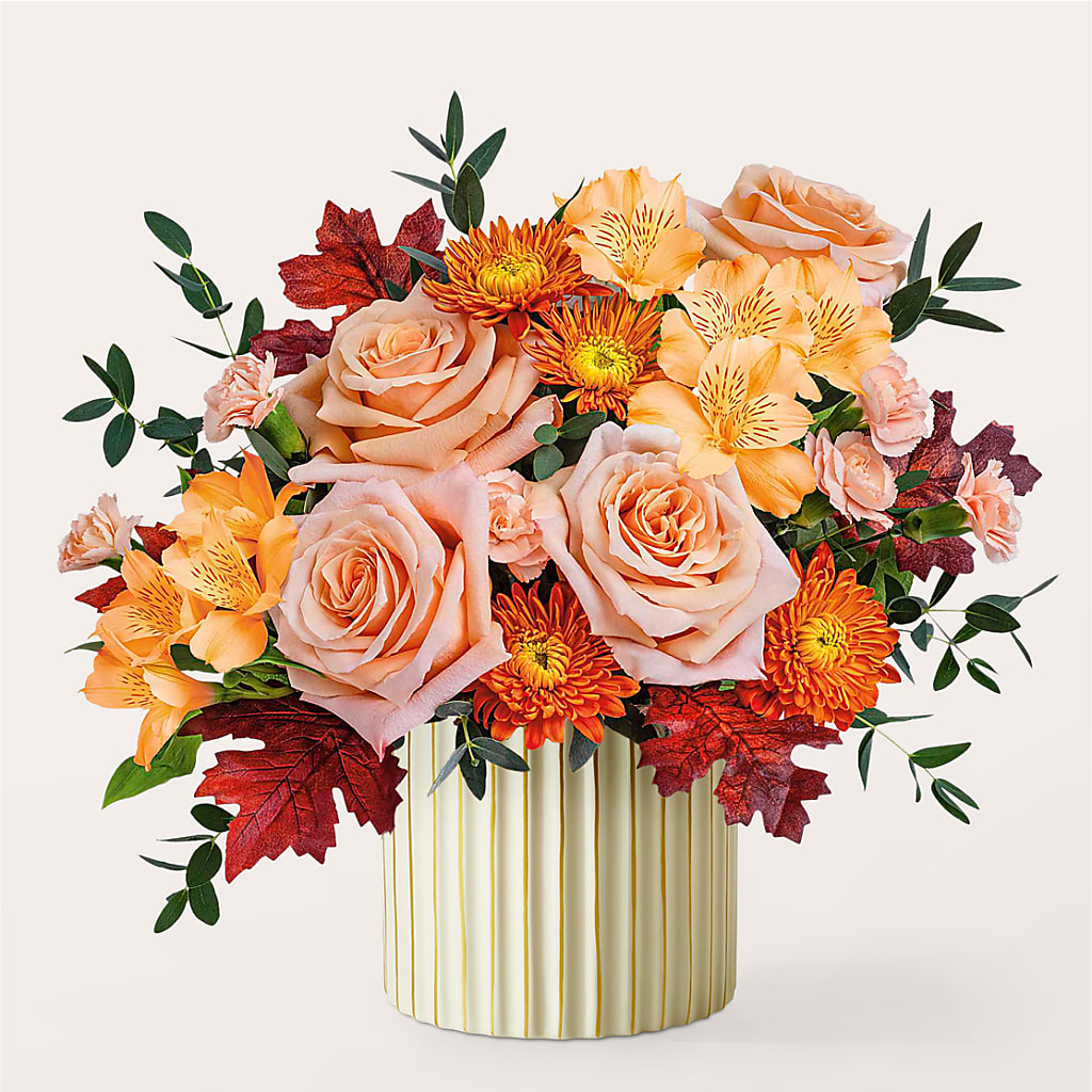 Spiced Latte Bouquet with Ivory Vase –  Awesome Blossom Florist, San Antonio TX