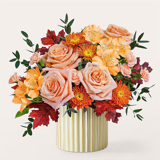 Spiced Latte Bouquet with Ivory Vase –  Awesome Blossom Florist, San Antonio TX