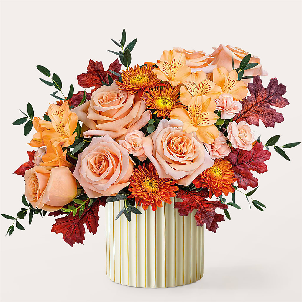 Spiced Latte Bouquet with Ivory Vase –  Awesome Blossom Florist, San Antonio TX