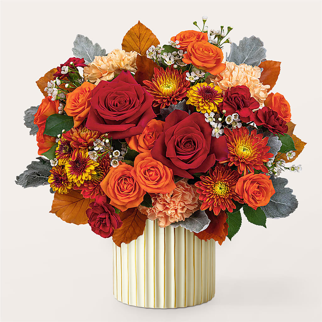 Merlot Bouquet with Ivory Vase –  Awesome Blossom Florist, San Antonio TX