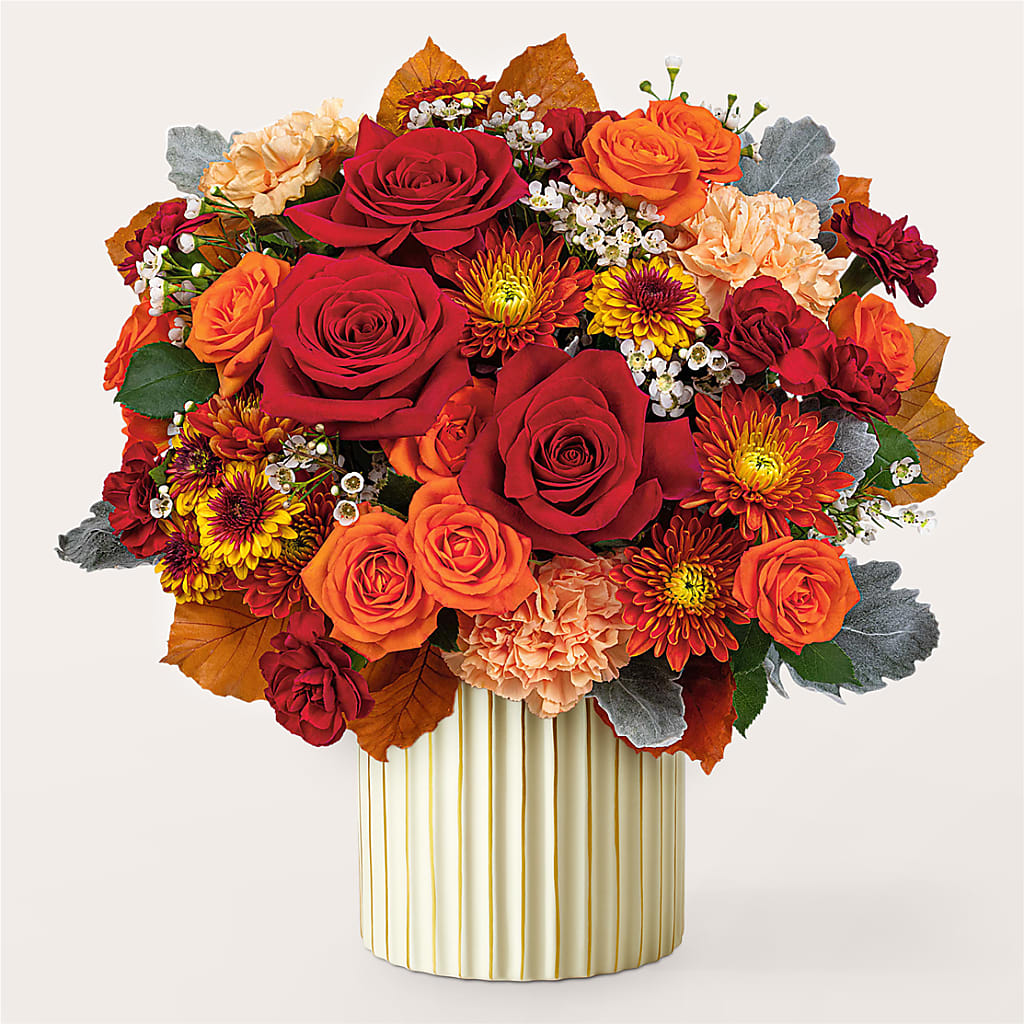 Merlot Bouquet with Ivory Vase –  Awesome Blossom Florist, San Antonio TX