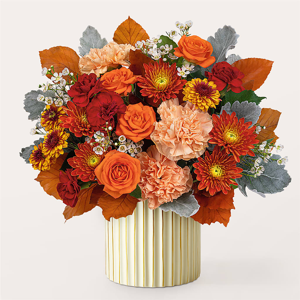 Merlot Bouquet with Ivory Vase –  Awesome Blossom Florist, San Antonio TX