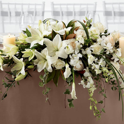 White Linen Arrangement –  Awesome Blossom Florist, San Antonio TX