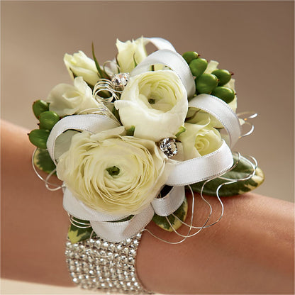White Wedding Corsage –  Awesome Blossom Florist, San Antonio TX
